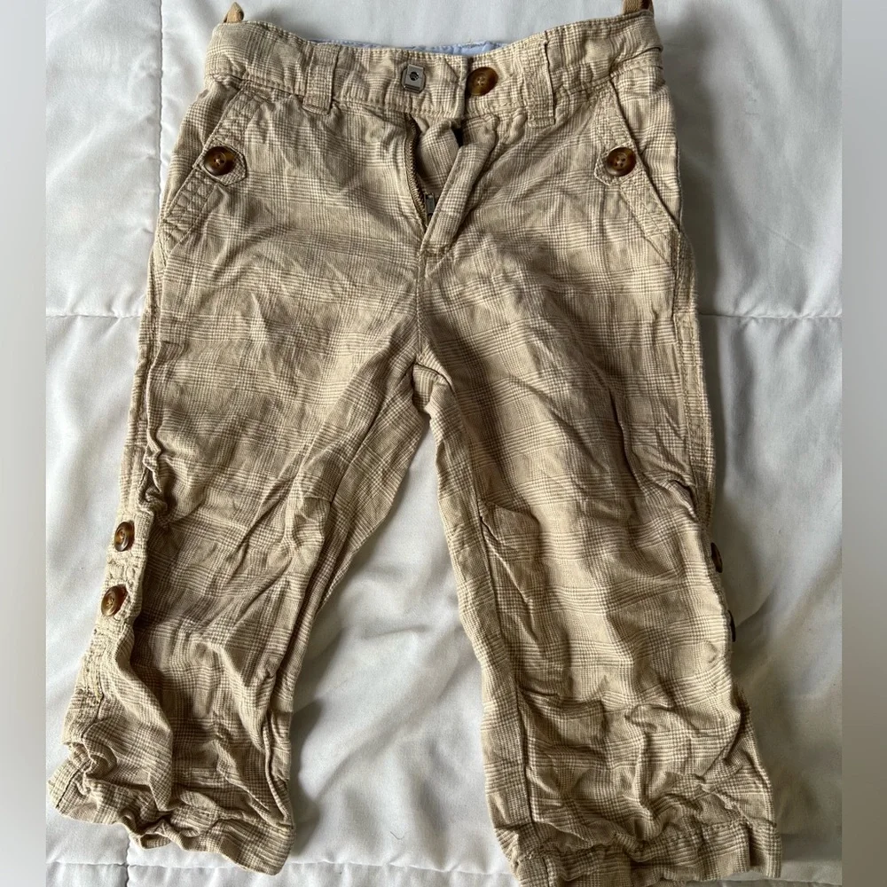 Gap Glenn Check Beige and White roll up pants/capri